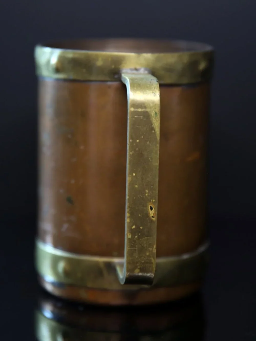 Vintage Brass Copper Mug with Mayan Calendar, Aztec Mexican Cup with Emblem